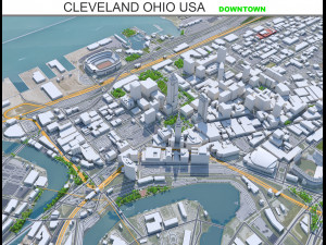 Cleveland downtown city Ohio USA 7km 3Dモデル
