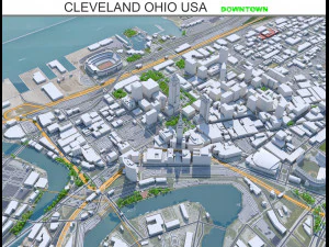 Cleveland Innenstadt Ohio USA 7 km 3D Modell