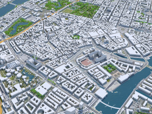 Copenhagen downtown city Denmark 10km 3D Model