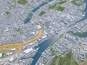 Copenhagen downtown city Denmark 10km 3D मॉडल