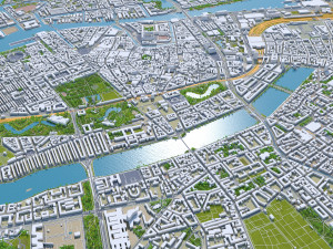 Copenhagen downtown city Denmark 10km 3D मॉडल