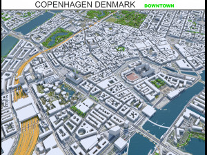 Copenhagen downtown city Denmark 10km 3D Model