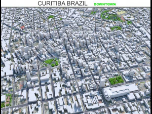 Curitiba downtown city Brazil 6km 3D Model