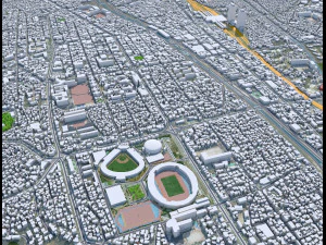 Daejeon downtown city South Korea 7km 3D Model