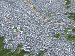 Daejeon downtown city South Korea 7km 3D Model