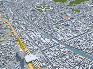 Daejeon downtown city South Korea 7km 3D Model