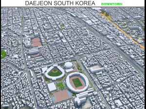 Centre-ville de Daejeon Cor&eacute;e du Sud 7 km Modèle 3D