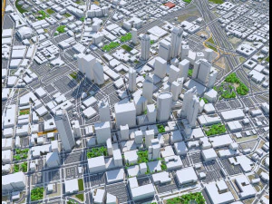 Dallas downtown city Texas 6km 3D Model