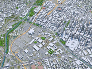 Denver downtown city Colorado USA 6km 3D Model