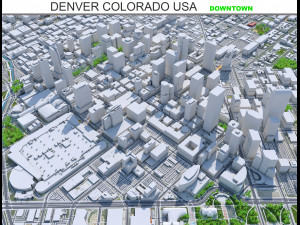 Denver downtown city Colorado USA 6km 3D Model