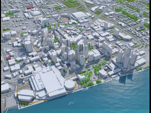 Detroit downtown city Michigan USA 6km 3D Model