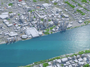 Detroit downtown city Michigan USA 6km 3D Model