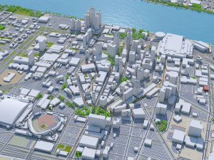 Detroit downtown city Michigan USA 6km 3D Model