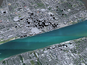 Detroit downtown city Michigan USA 6km Modelo 3D