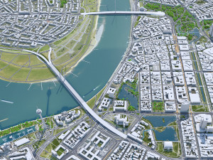 Dusseldorf downtown city Germany 8km 3D Model
