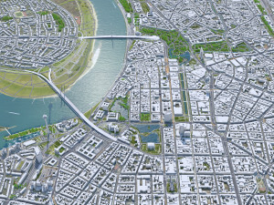 Dusseldorf downtown city Germany 8km 3D Model