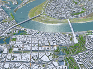 Dusseldorf downtown city Germany 8km 3D Model