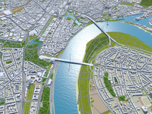 Dusseldorf downtown city Germany 8km 3D Model