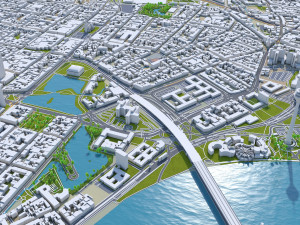 Dusseldorf downtown city Germany 8km 3D Model