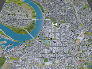 Dusseldorf downtown city Germany 8km 3D Model