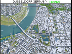 Dusseldorf downtown city Germany 8km Modello 3D