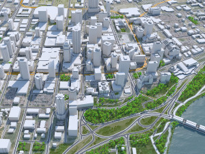Edmonton downtown city Canada 10km 3D Model