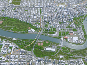 Edmonton downtown city Canada 10km 3D Model