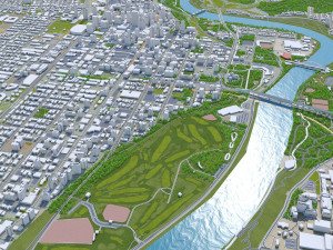 Edmonton downtown city Canada 10km 3D Model