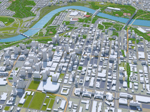 Edmonton downtown city Canada 10km 3D Model