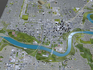 Edmonton downtown city Canada 10km 3D Model