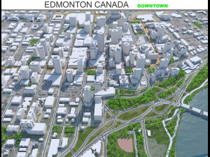 Edmonton downtown city Canada 10km 3D Model