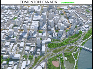 एडमोंटन डाउनटाउन शहर कनाडा 10 कि.मी 3D मॉडल