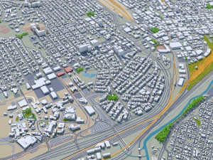 El Paso downtown city Texas USA 6km 3D Model