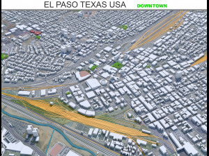 El Paso downtown city Texas USA 6km 3D Модель