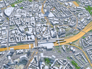 Essen downtown city Germany 6km Modèle 3D