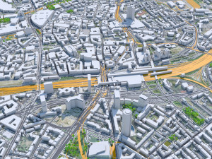Essen downtown city Germany 6km Modèle 3D