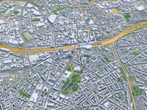 Essen downtown city Germany 6km Modèle 3D