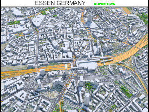 Essen downtown city Germany 6km 3D-Modell