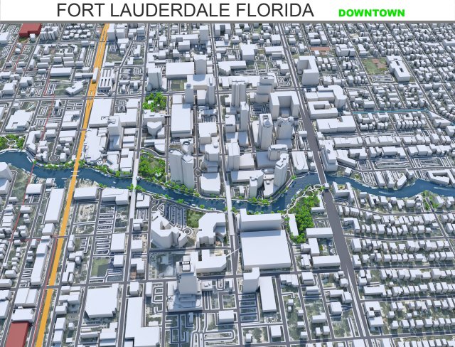 Fort Lauderdale downtown city Florida USA 6km Modelo 3D .c4d .max .obj .3ds .fbx .stl .blend 