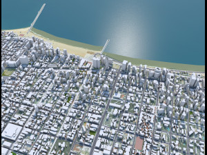 Fortaleza Downtown city Brazil 8km Model 3D