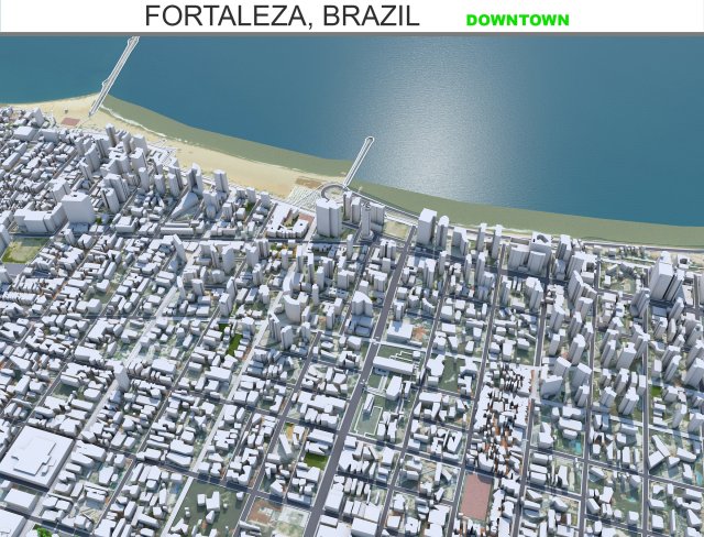 Fortaleza Downtown city Brazil 8km Model 3D .c4d .max .obj .3ds .fbx .stl .blend 