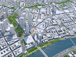 Frankfurt downtown city Germany 8km 3D Model