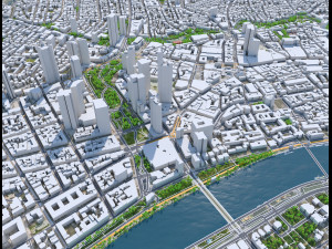 Frankfurt downtown city Germany 8km 3D Model