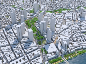 Frankfurt downtown city Germany 8km 3D Model