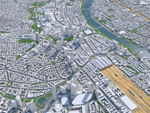 Frankfurt downtown city Germany 8km 3D Model