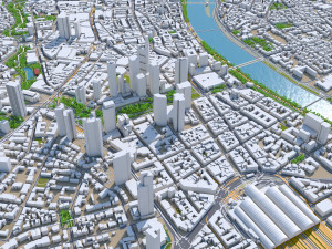 Frankfurt downtown city Germany 8km 3D Model
