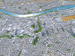 Frankfurt downtown city Germany 8km 3D Model