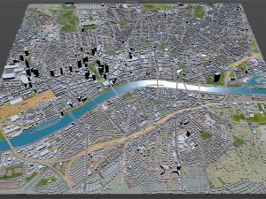 Frankfurt downtown city Germany 8km 3D Model
