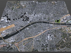 Frankfurt downtown city Germany 8km 3D Model