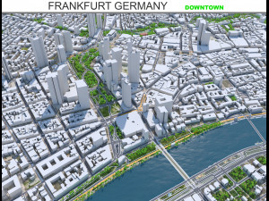 Frankfurt downtown city Germany 8km 3D Model